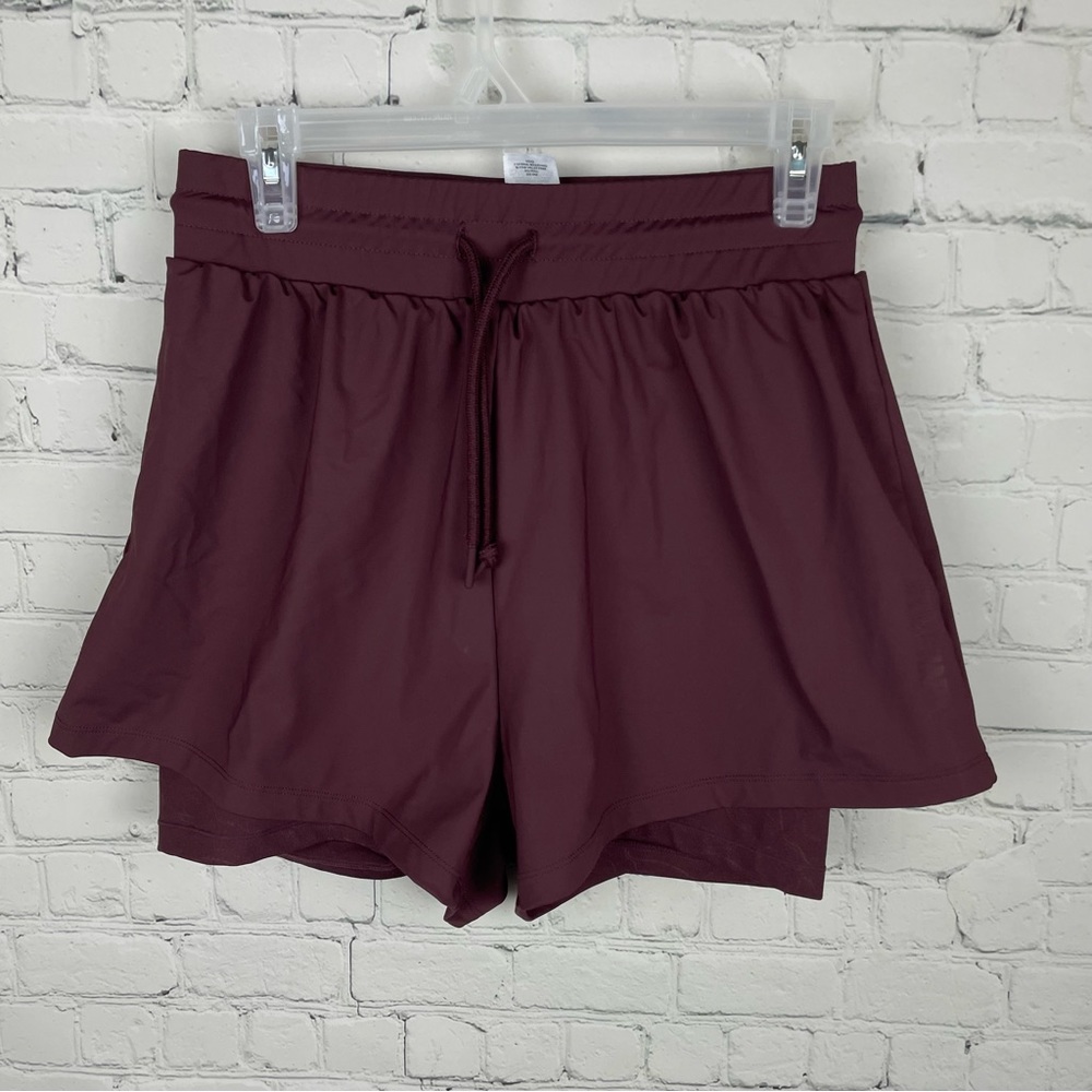 Gymshark Lustre 2 In 1 Athletic Shorts Burgundy Size Medium